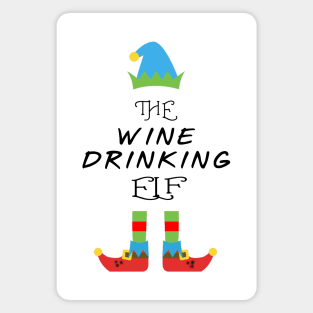 The Wine Drinking Elf Matching Family Group Christmas Party Magnet